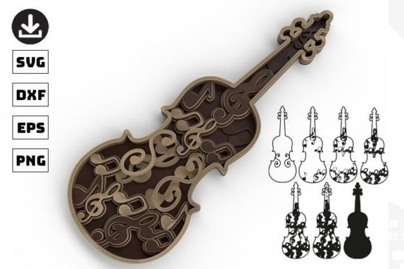 3D VIOLIN Embroidery Design for Real Projects