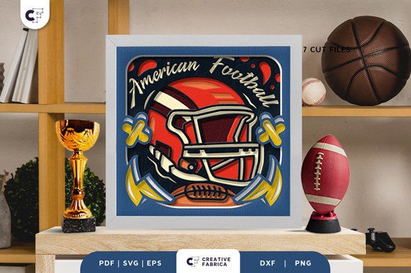 American Football 3D Layered Paper Cut: A Lifestyle And Hobbies Graphic Design Asset