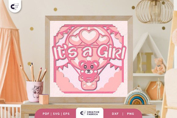 Baby Bear Hot Air Balloon 3D SVG for Handmade Baby Decor
