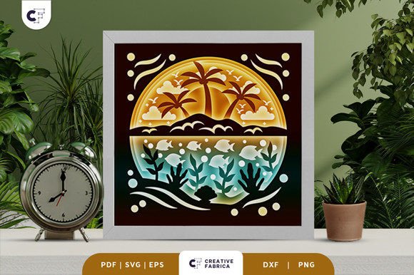 Beach Sunset View 3D Shadow Box: A Seasons 3D SVG Review
