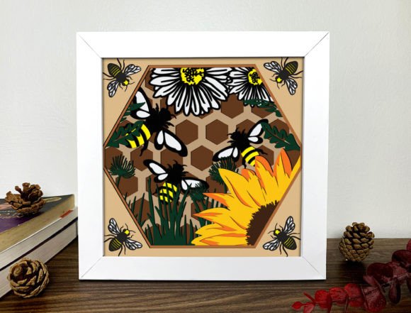 Bee Shadow Box 3D SVG: A Design Asset for Creative Content