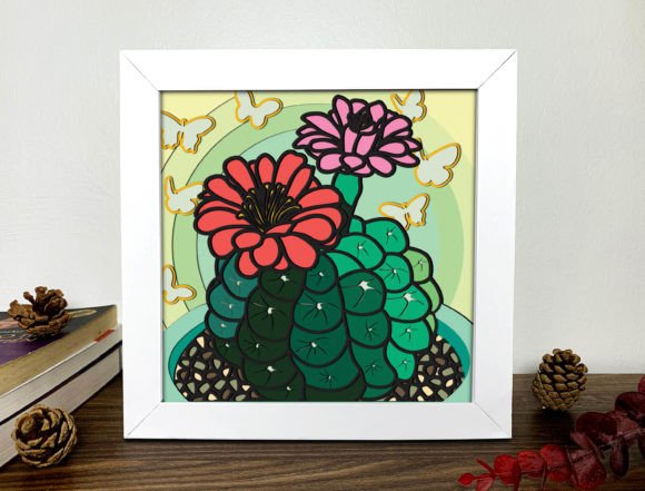 Cactus Shadow Box 3D SVG for Cacti and Succulent Branding