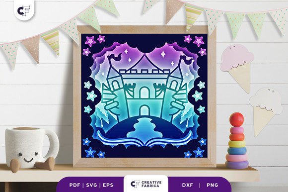 Castle 3D Shadow Box SVG: A Layered Design Asset for Baby-Themed Projects