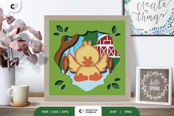 Cute Duckling 3D Shadow Box Paper Cut: A Farmhouse-Friendly SVG for Seasonal Projects
