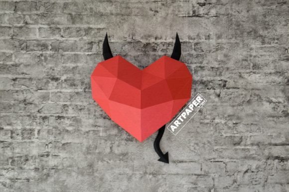 Devil Naughty Heart 3D SVG Sculpture for Objects