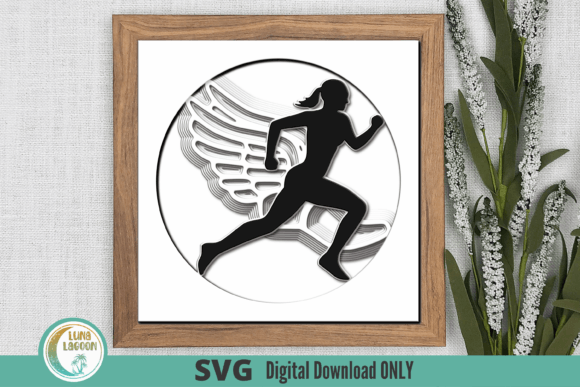 Female Runner 3D SVG for Shadow Boxes: A Dynamic Design Asset