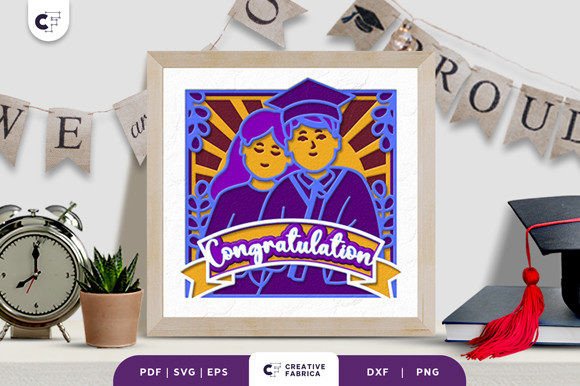 Graduation Boy with Mom 3D SVG Shadow Box Review