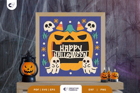 Happy Halloween 3D SVG Shadow Box for Craft Creators