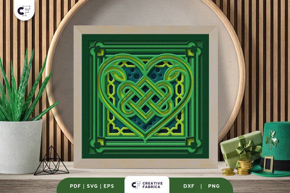 Heart Shape Celtic Knot 3D Shadow Box for Holidays