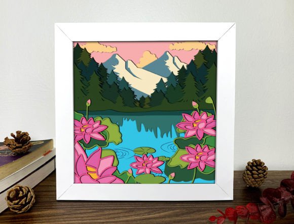 Lotus Pond Shadow Box 3D SVG: A Design Asset for Strong Brand Visuals
