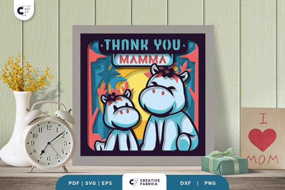 Mama and Baby Hippo 3D SVG for Holiday Merch