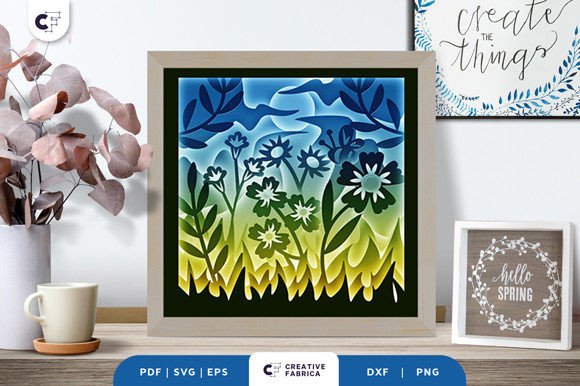 Meadow 3D Shadow Box Paper Cut SVG: A Seasonal Design Asset for Content Publishers