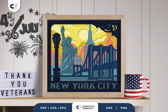 New York 3D Shadow Box Paper Cut: A Bold Graphic Design Asset for Local Branding