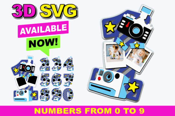 Photography Camera Numbers 3D SVG: A Versatile Shape for Crafting