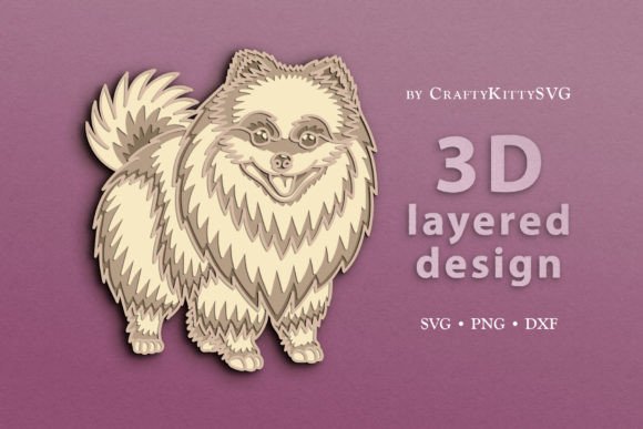 Pomeranian Spitz 3D Layered SVG Cut File for Laser Cutting and Wall Decor