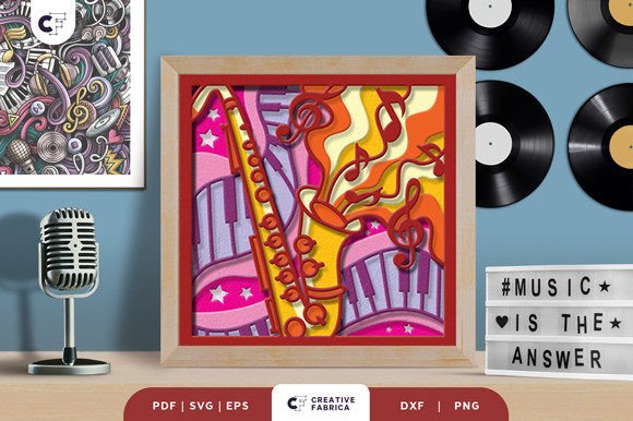 Saxophone 3D Shadow Box SVG for Lifestyle Crafts
