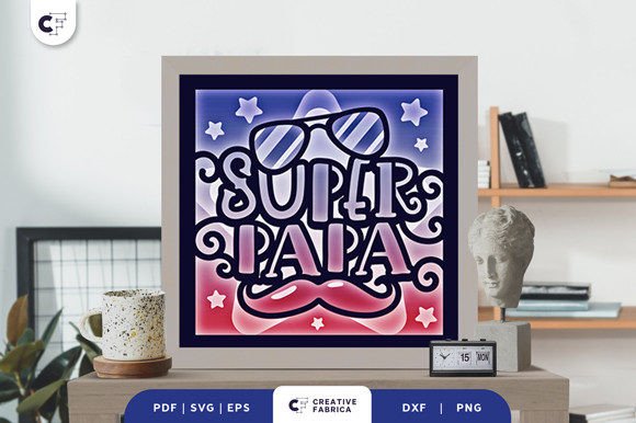 Super Papa 3D Shadow Box Papercut for Father’s Day