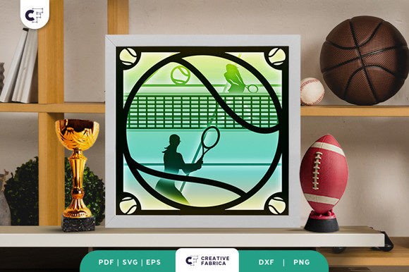 Tennis 3D Layered Paper Cut for Embroidery Projects