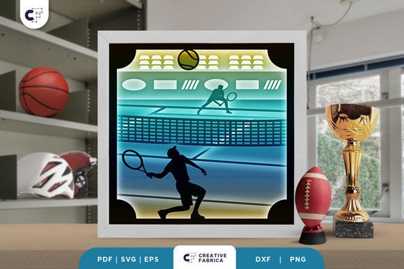 Tennis 3D Shadow Box Paper Cut: A Lifestyle and Hobbies SVG Asset for Creative Campaigns