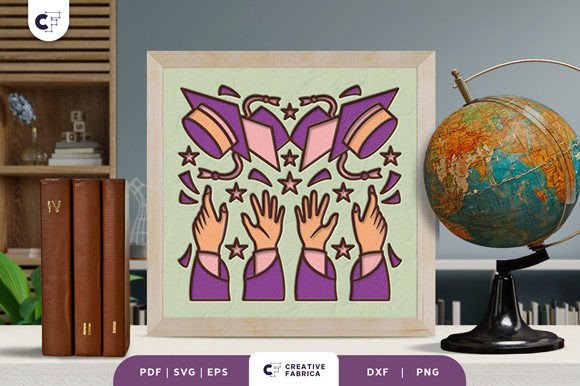 Throwing Graduation Caps 3D SVG for Creative Crafters