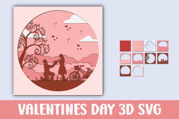 Valentine's Day Paper Cut 3D SVG for Shadow Box Creations