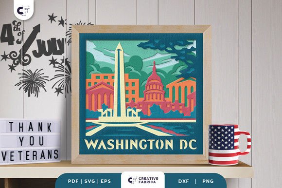 Washington DC 3D Shadow Box Papercut for Local Business Branding