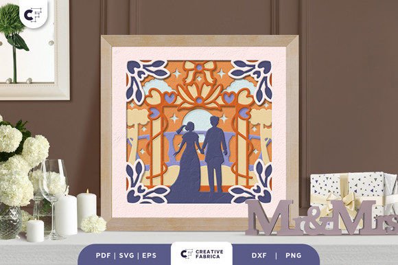 Wedding Couple from Back 3D SVG for Table Decorations